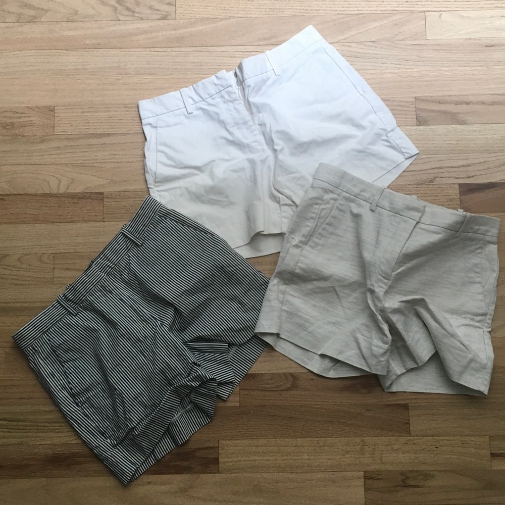 GAP Women’s Shorts Trio — White, Light Gray, Navy Stripe